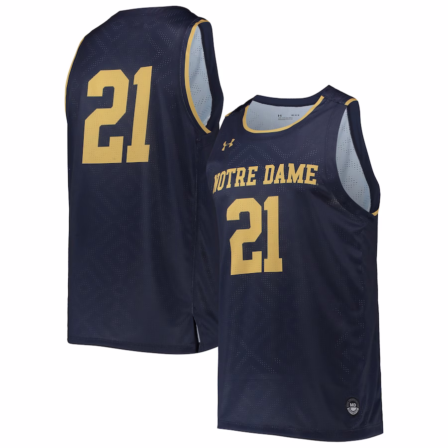 #21 Notre Dame Fighting Irish Under Armour Alternate Replica Basketball Jersey - Navy - Jersey