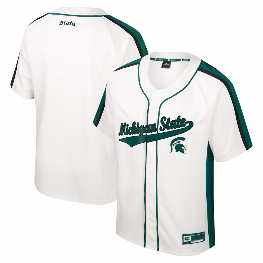 Men's Colosseum Cream Michigan State Spartans Ruth Button-Up Baseball Jersey - Jersey