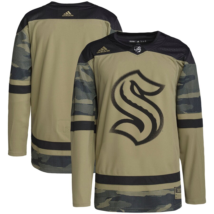 Men's Seattle Kraken adidas Camo Military Appreciation Team Authentic Practice Jersey - Jersey