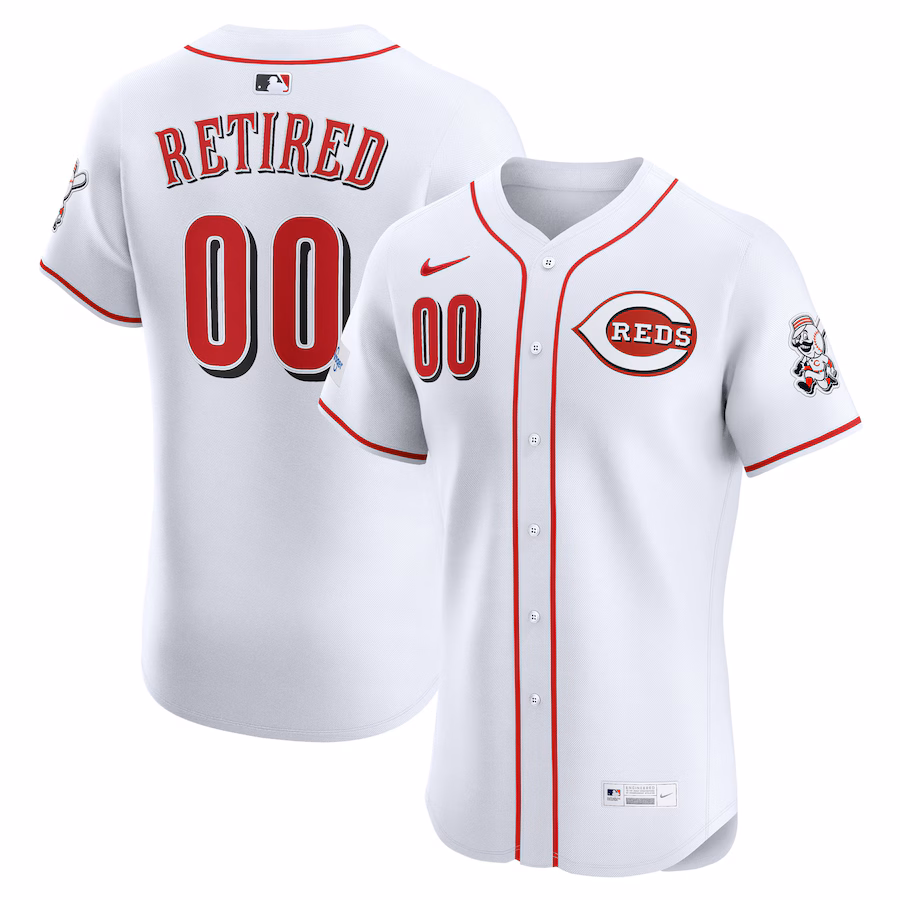 Men's Cincinnati Reds Nike White Home Elite Sponsor Patch Pick-A-Player Retired Roster Jersey - Jersey