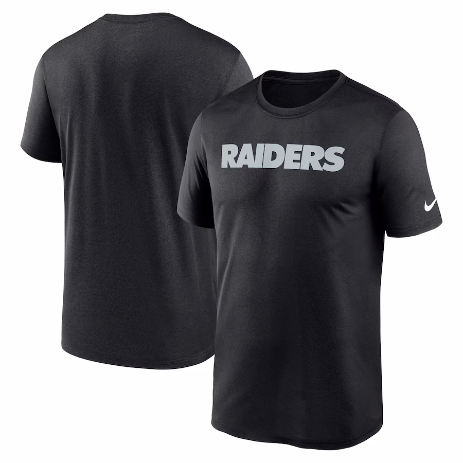 Men's Las Vegas Raiders Nike Black Primetime Legend Wordmark Performance T-Shirt - Jersey