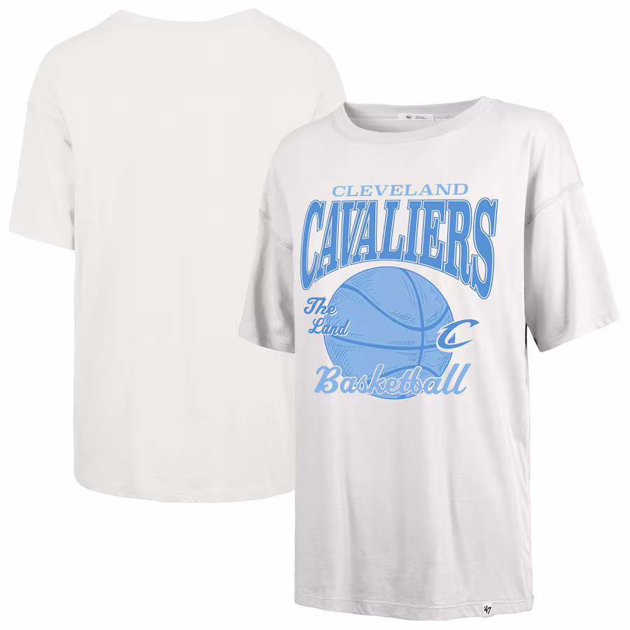 Women's Cleveland Cavaliers  '47 White City Edition Down Court Sadie T-Shirt - Jersey