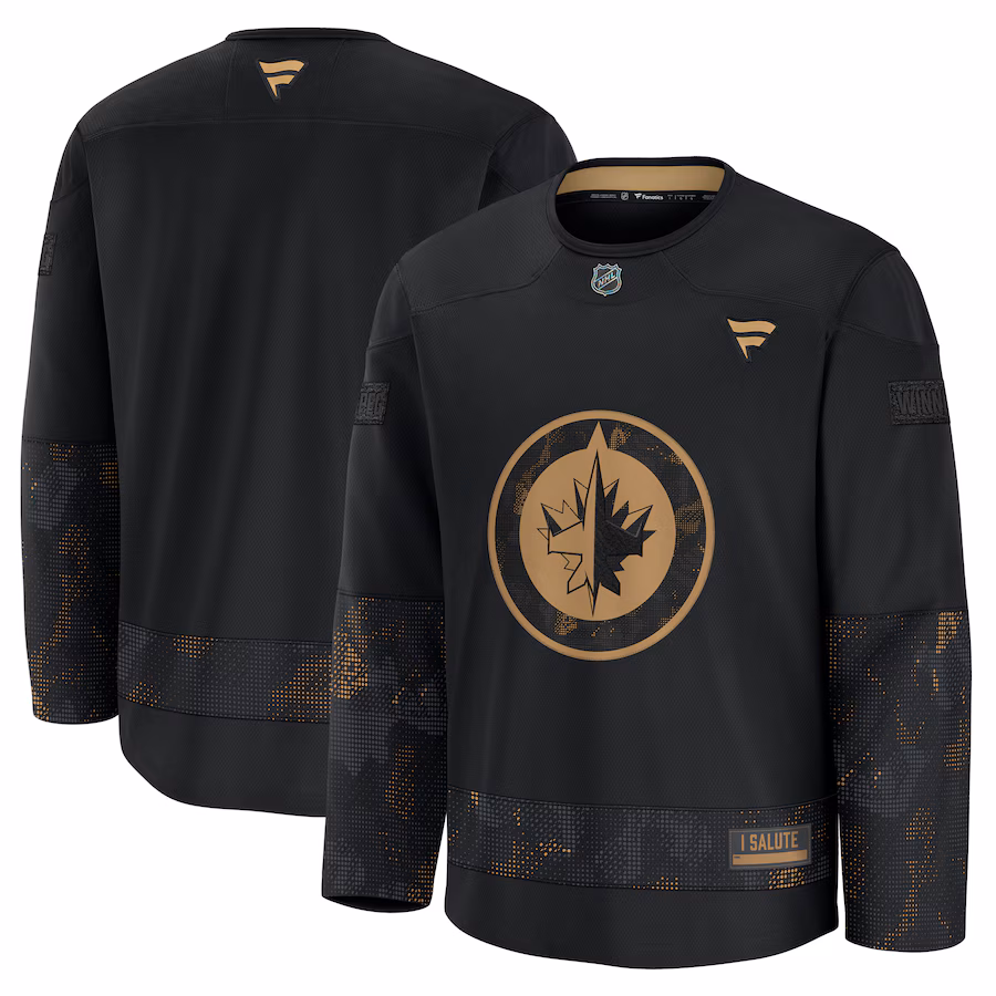 Men's Winnipeg Jets Fanatics Black 2024 Military Appreciation Practice Jersey - Jersey