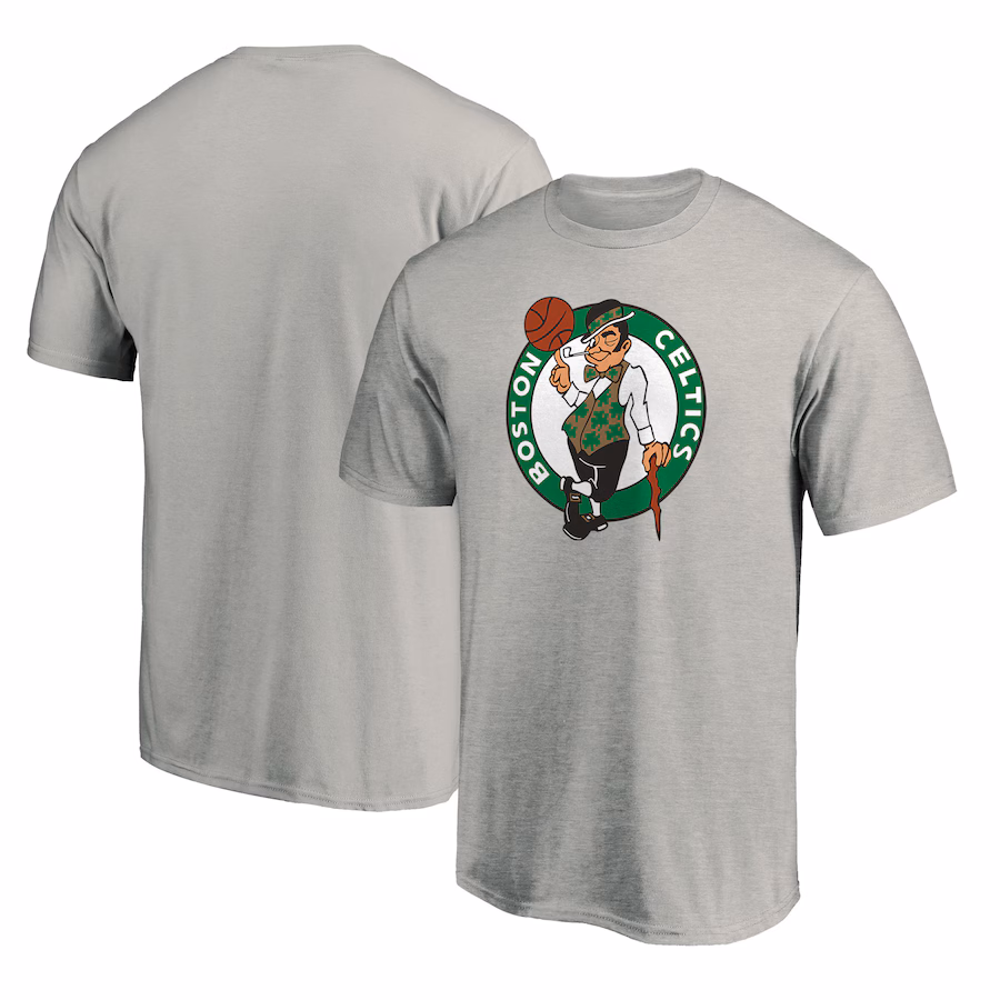 Men's Boston Celtics Fanatics Heathered Gray Primary Team Logo T-Shirt - Jersey