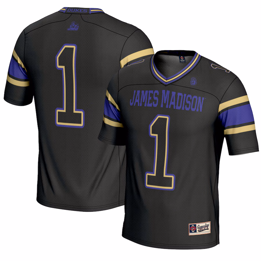 Men's GameDay Greats #1 Black James Madison Dukes Endzone Football Jersey - Jersey