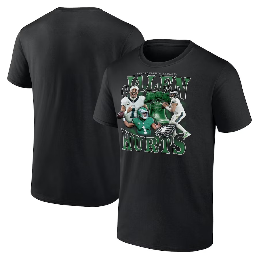 Men's Philadelphia Eagles Jalen Hurts Fanatics Black Notorious Player Graphic T-Shirt - Jersey