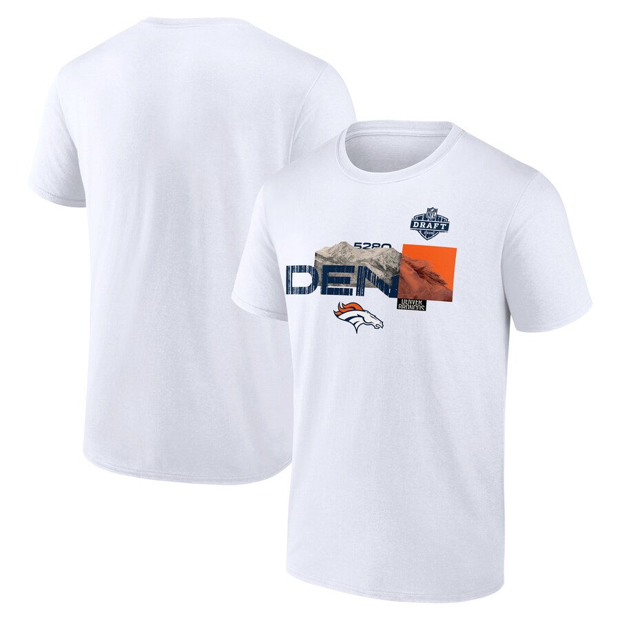 Men's Denver Broncos White 2025 NFL Draft T-Shirt - Jersey