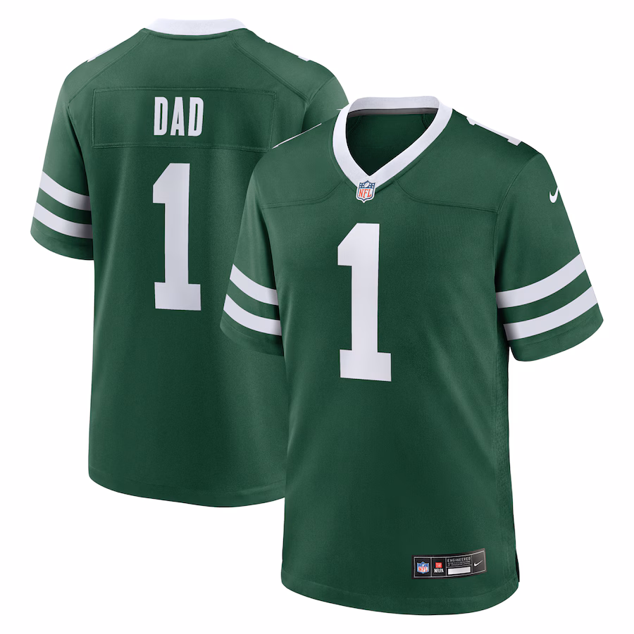 Men's New York Jets  Nike Legacy Green #1 Dad Game Jersey - Jersey