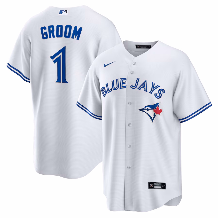 Men's Toronto Blue Jays Nike White #1 Groom Home Replica Jersey - Jersey