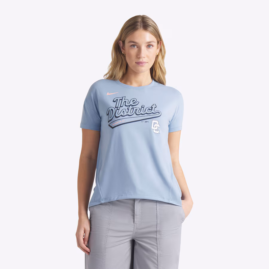 Women's Washington Nationals Nike Blue 2025 City Connect Flowy Fashion Tri-Blend Performance T-Shirt - Jersey
