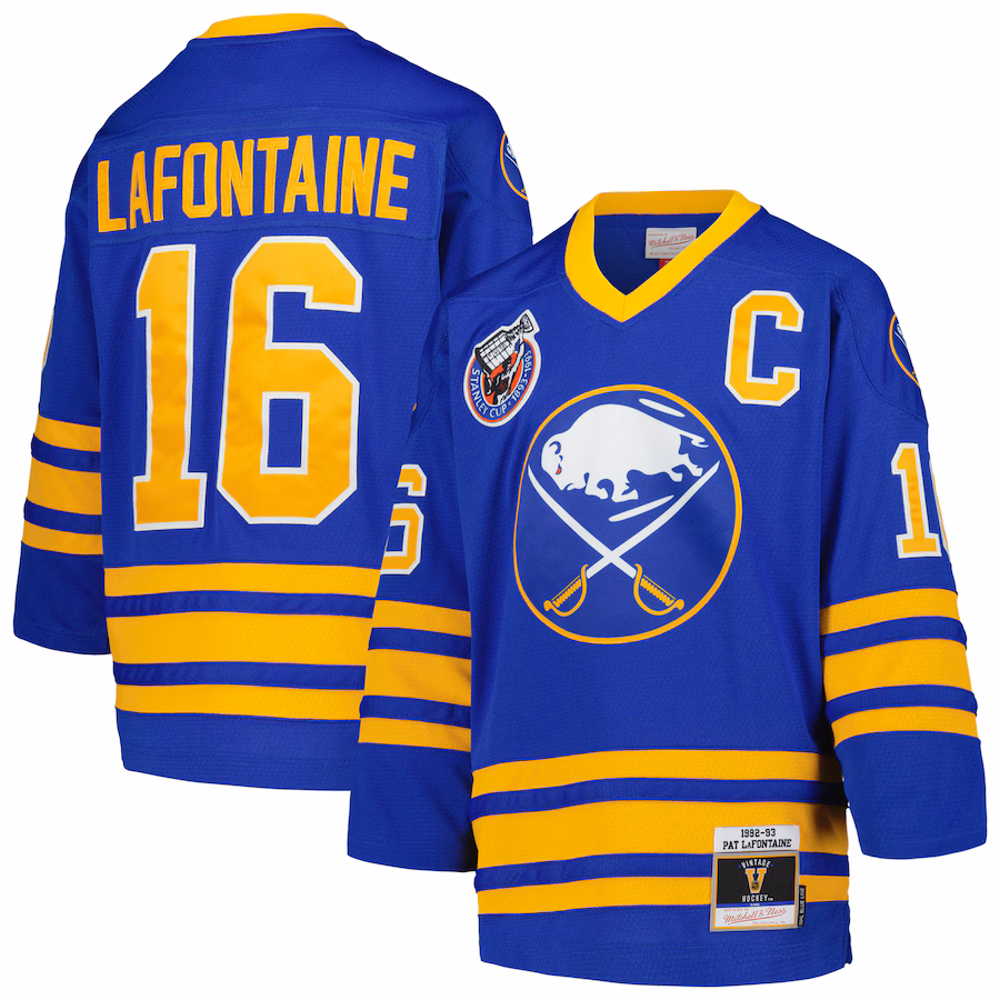 Youth Buffalo Sabres Pat LaFontaine Mitchell & Ness Royal 1992 Blue Line Player Jersey - Jersey
