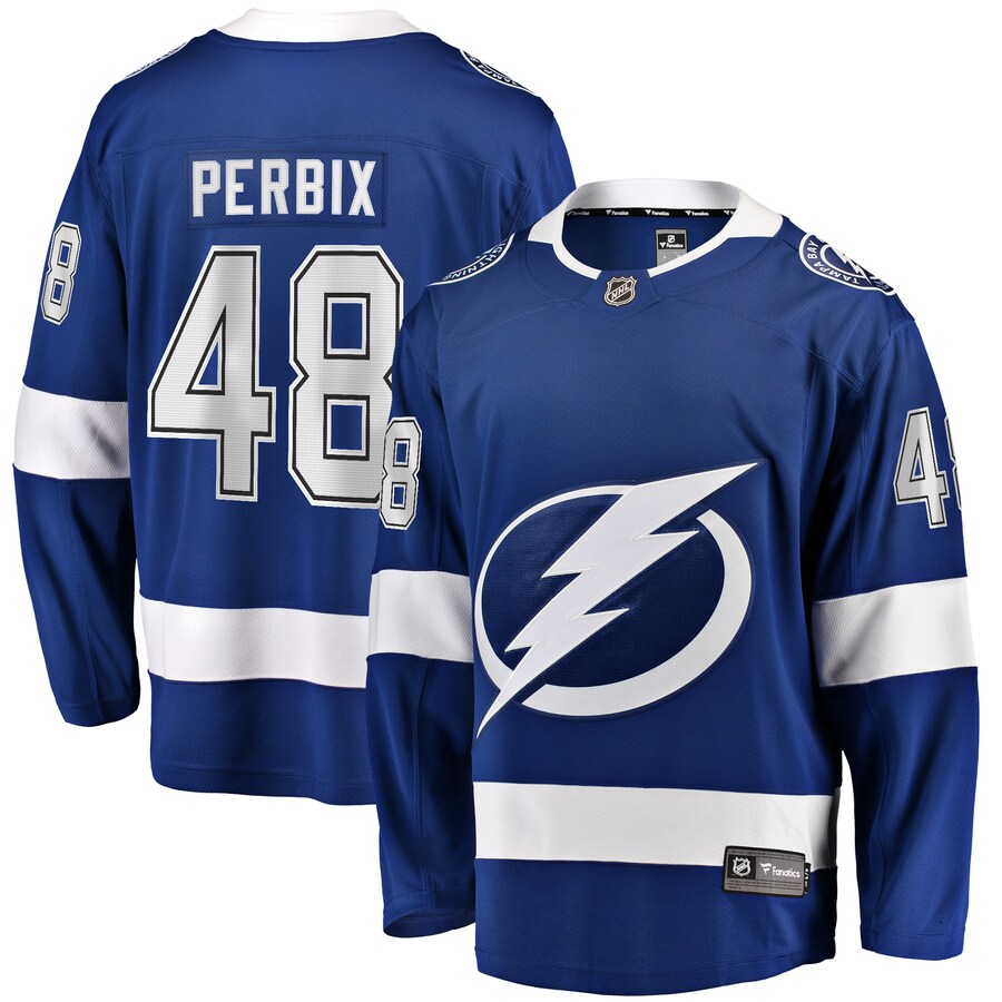 Men's Tampa Bay Lightning Nick Perbix Fanatics Branded Blue Home Breakaway Jersey - Jersey