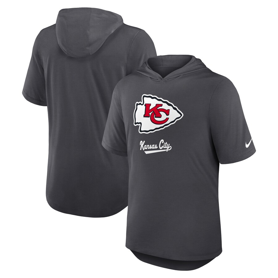 Men's Kansas City Chiefs Nike Anthracite Tri-Blend Performance Hoodie T-Shirt - Jersey