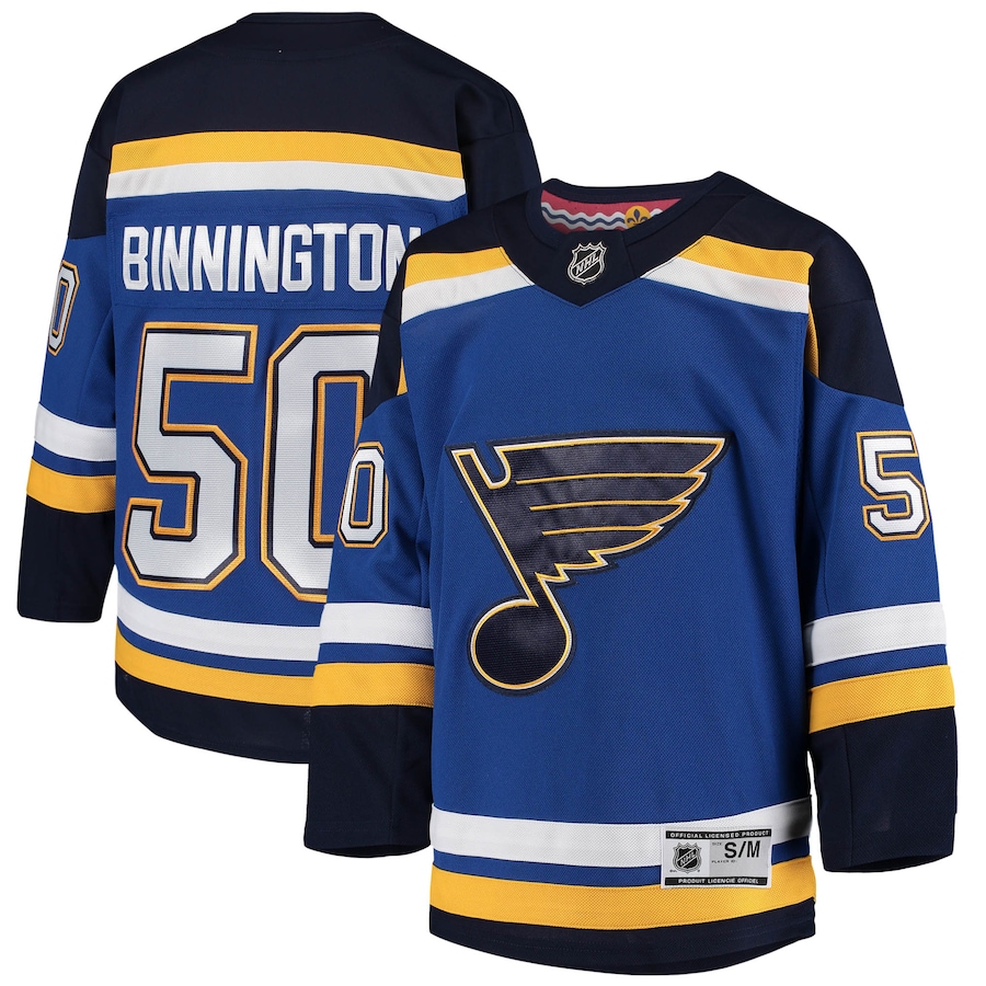 Youth St. Louis Blues Jordan Binnington Blue Home Premier Player Jersey - Jersey