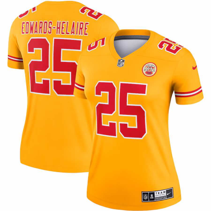 Women's Kansas City Chiefs Clyde Edwards-Helaire Nike Gold Inverted Legend Jersey - Jersey