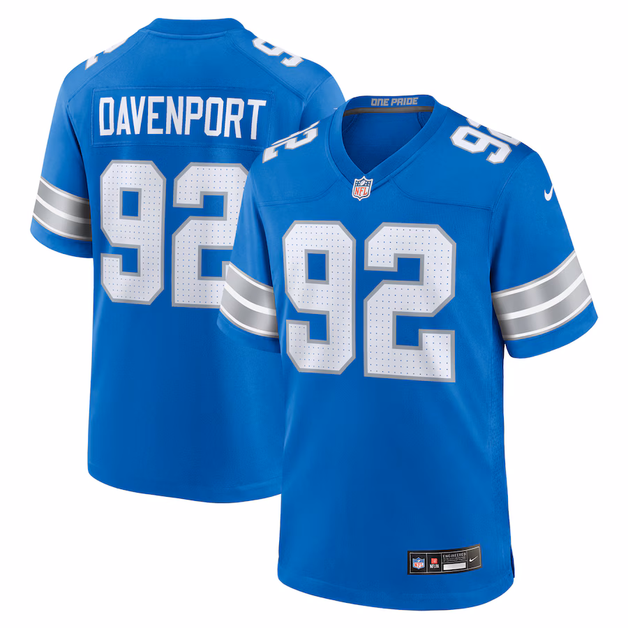 Men's Detroit Lions Marcus Davenport Nike  Blue Team Game Jersey - Jersey