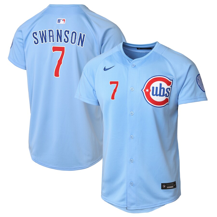 Youth Chicago Cubs Dansby Swanson Nike Baby Blue 2nd Alternate Limited Player Jersey - Jersey