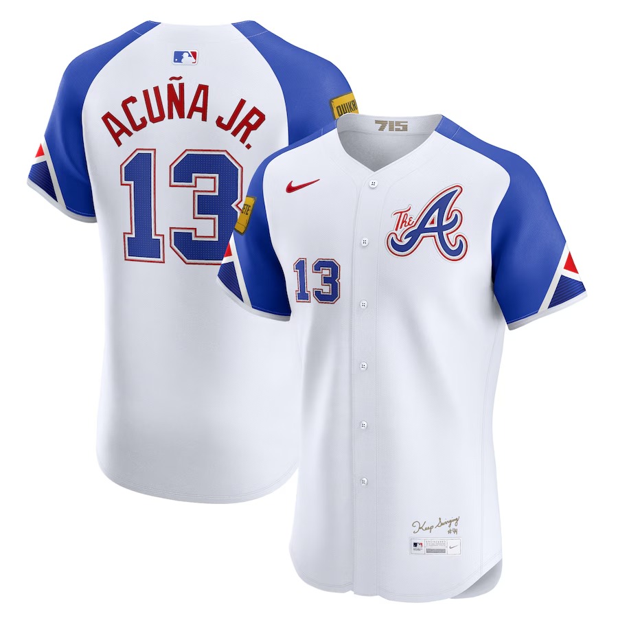 Men's Atlanta Braves Ronald Acuña Jr. Nike White City Connect Elite Jersey - Jersey