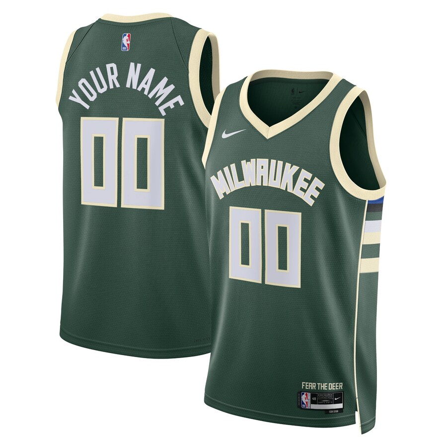 Unisex Milwaukee Bucks Nike Hunter Green Swingman Custom Jersey - Icon Edition - Jersey