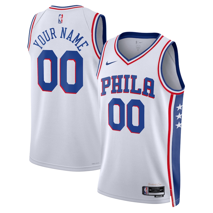 Unisex Philadelphia 76ers Nike White 2022/23 Swingman Custom Jersey - Association Edition - Jersey