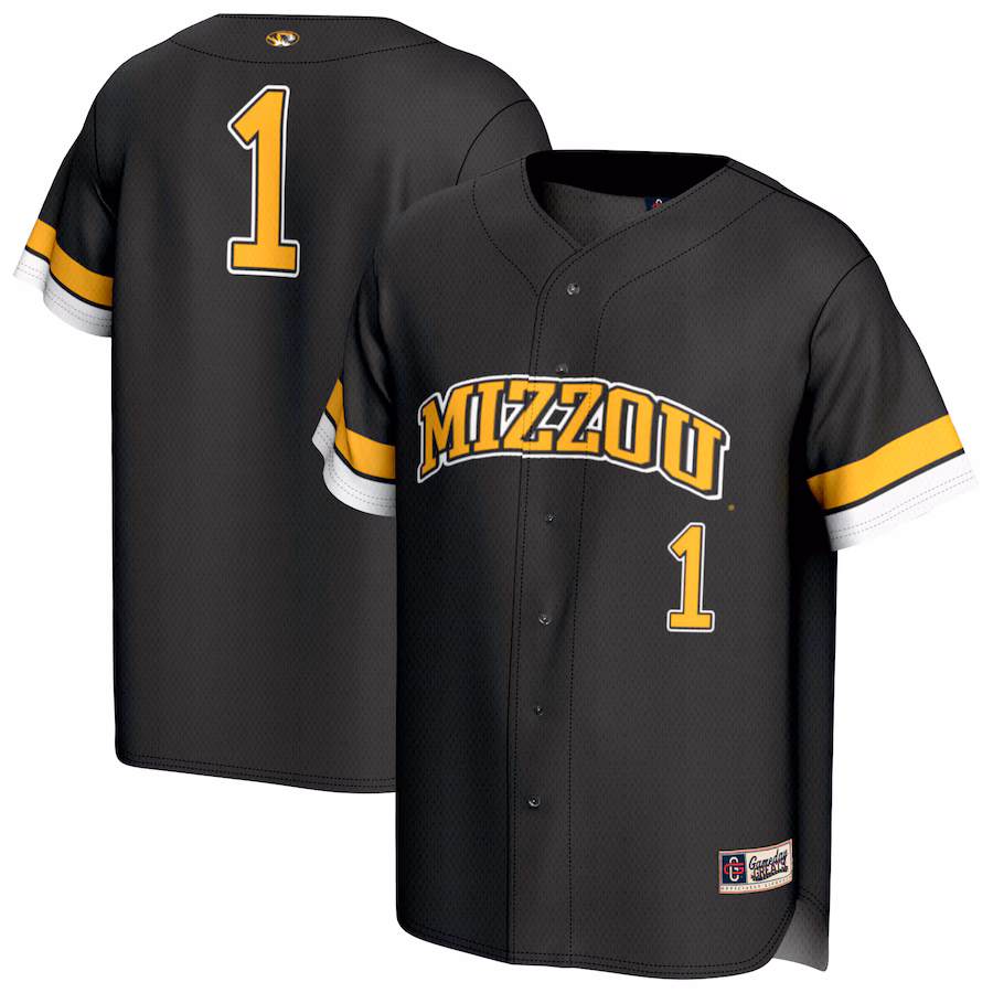 Unisex GameDay Greats #1 Black Missouri Tigers Lightweight Collegiate Baseball Fashion Jersey - Jersey