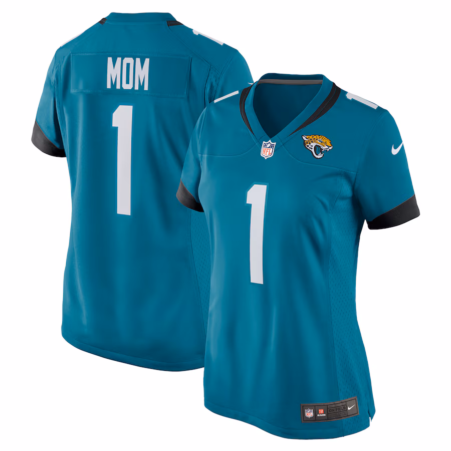 Women's Jacksonville Jaguars Number 1 Mom Nike Teal Game Jersey - Jersey
