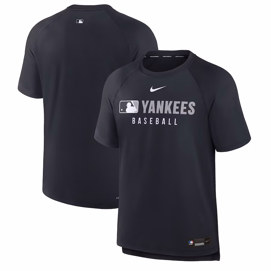 Men's New York Yankees Nike Navy Authentic Collection Pregame Raglan Performance T-Shirt - Jersey