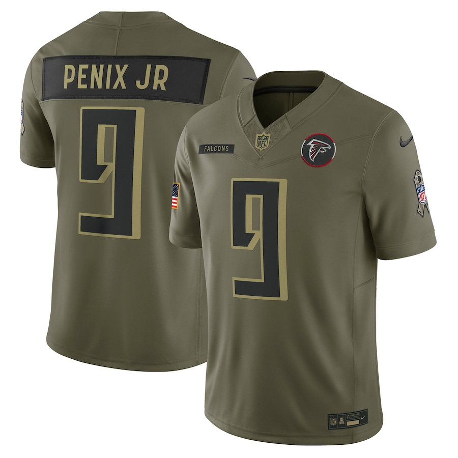 Men's Atlanta Falcons Michael Penix Jr. Nike Olive 2025 Salute to Service Limited Jersey - Jersey