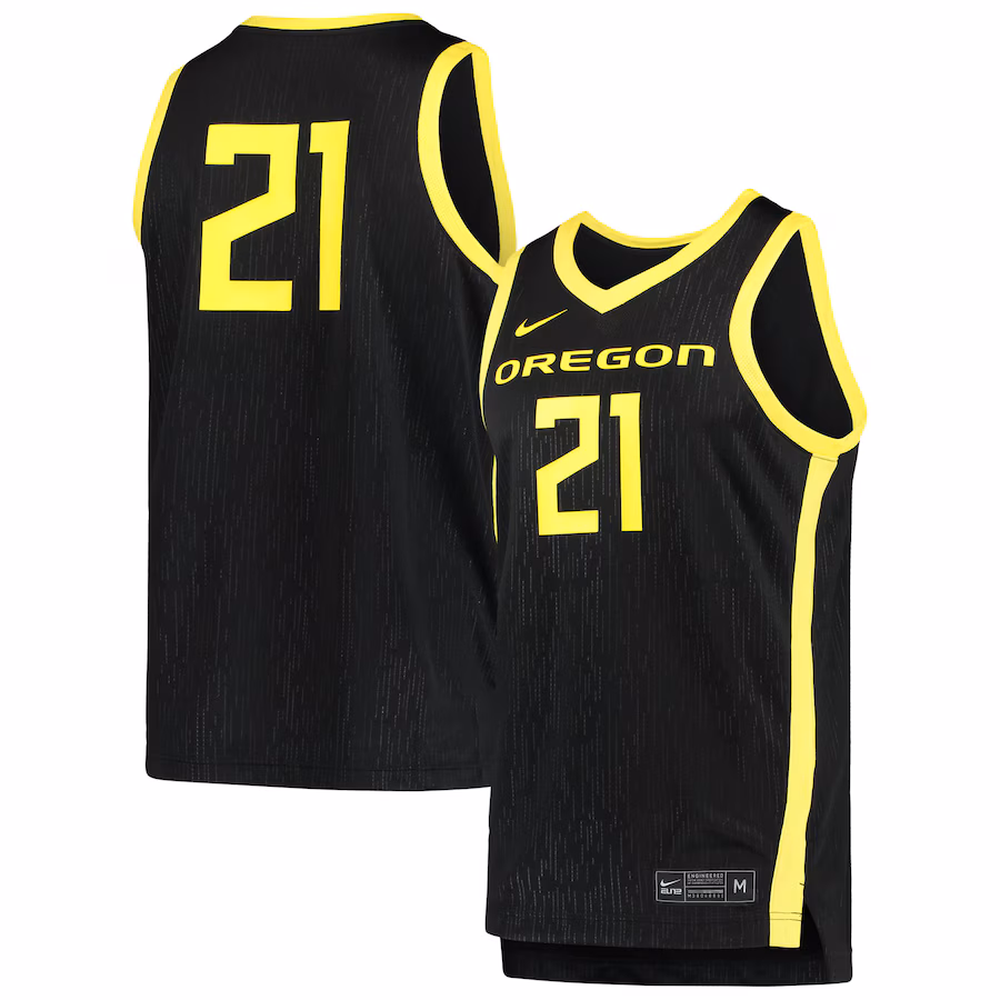 Men's Nike #21 Black Oregon Ducks Team Replica Basketball Jersey - Jersey