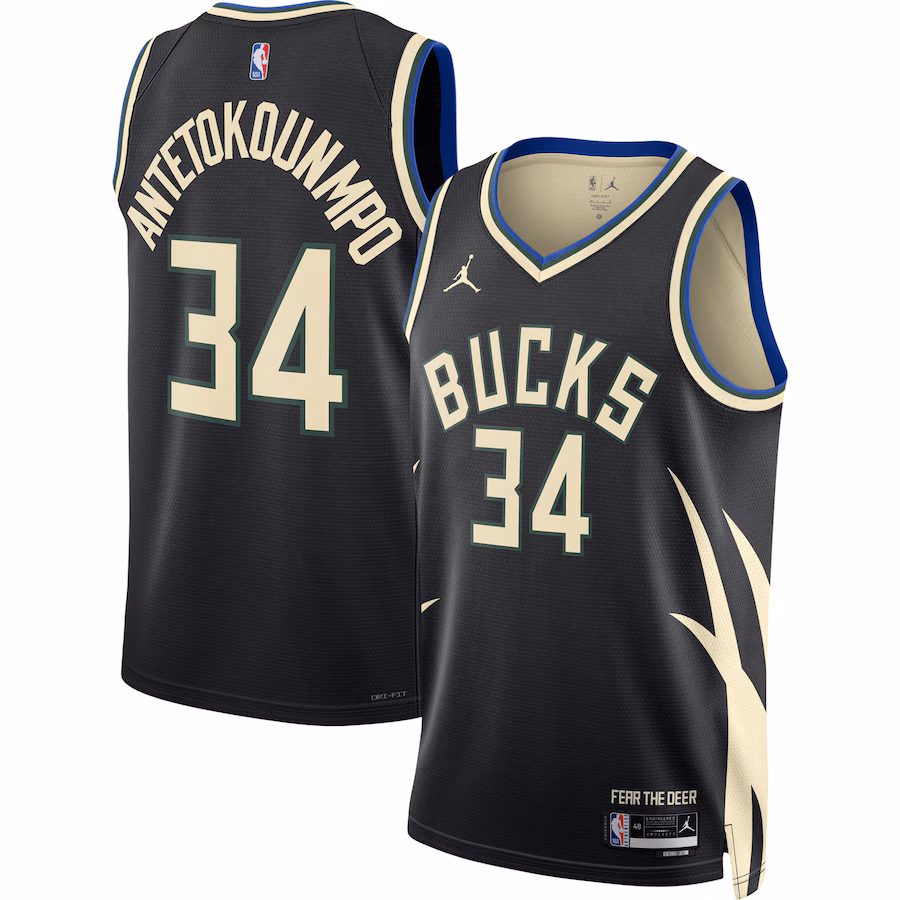 Unisex Milwaukee Bucks Giannis Antetokounmpo Jordan Brand Black Swingman Jersey - Statement Edition - Jersey
