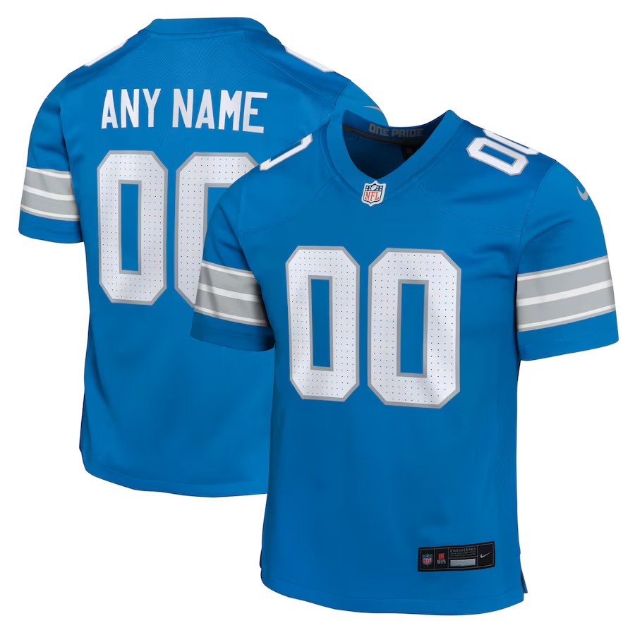 Youth Detroit Lions Nike Blue Custom Game Jersey - Jersey