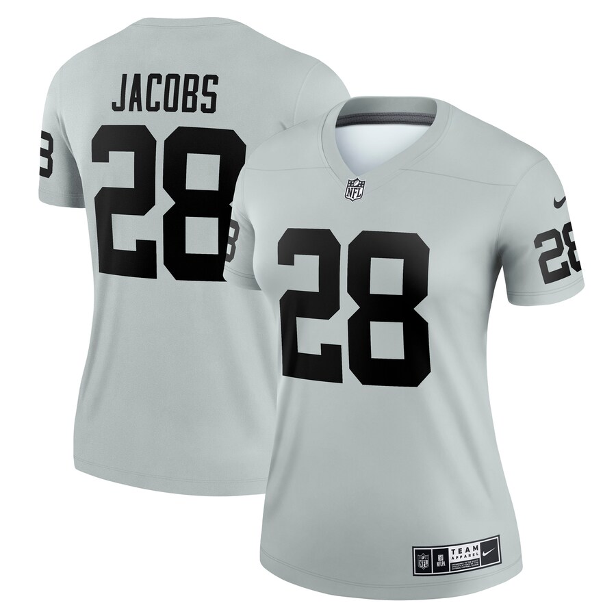 Women's Las Vegas Raiders Josh Jacobs Nike Silver Inverted Legend Jersey - Jersey