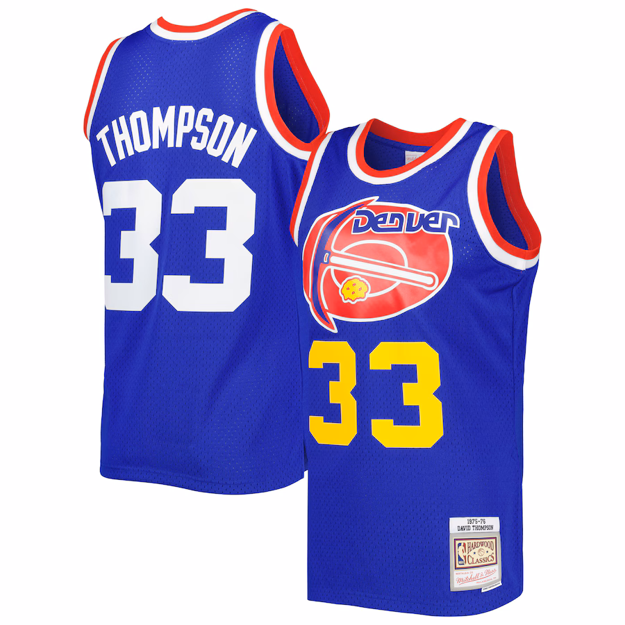 Men's Denver Nuggets David Thompson Mitchell & Ness Royal Hardwood Classics 1975/76 Swingman Jersey - Jersey