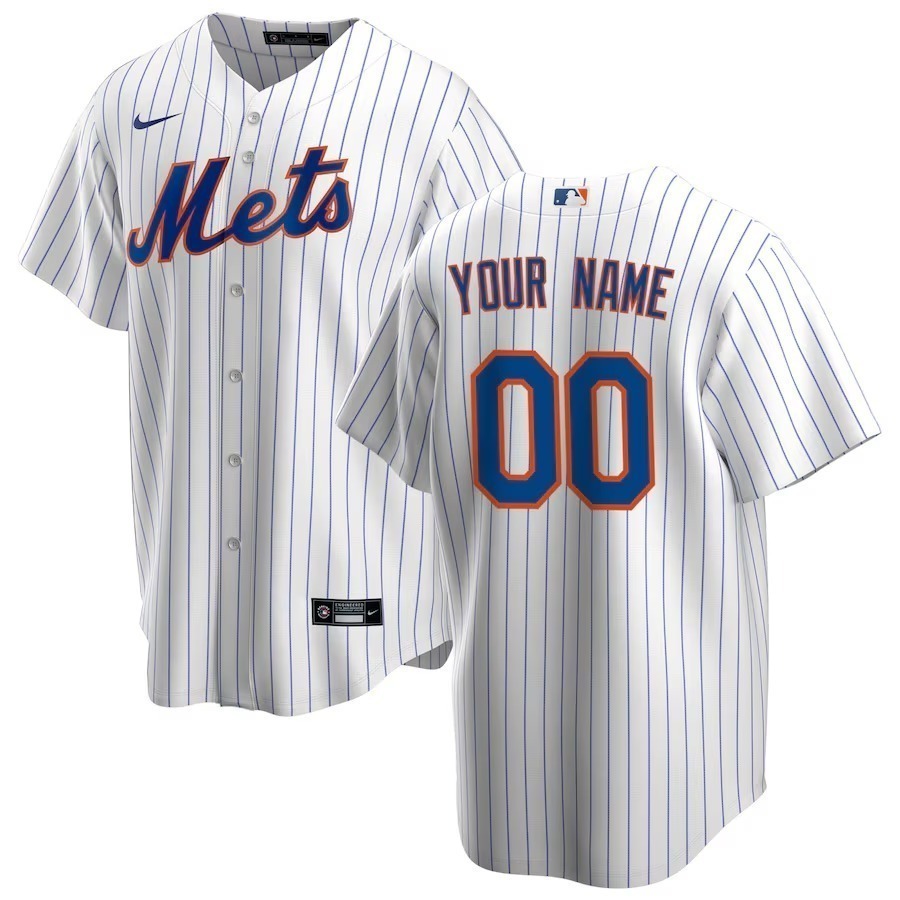 Men's New York Mets Nike White Home Replica Custom Jersey - Jersey