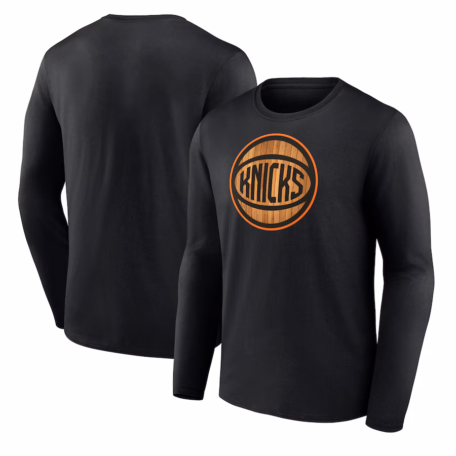 Men's New York Knicks  Black Hardwood Long Sleeve T-Shirt - Jersey