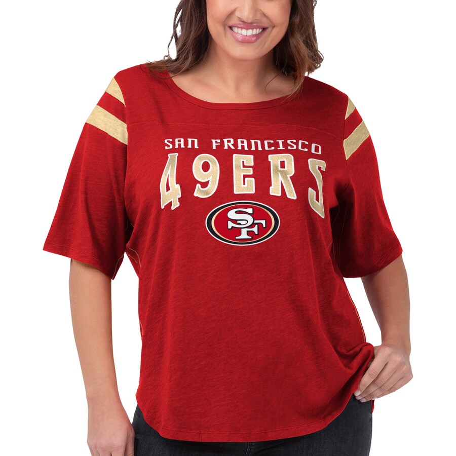 Women's San Francisco 49ers G-III 4Her by Carl Banks Red Plus Size Linebacker T-Shirt - Jersey