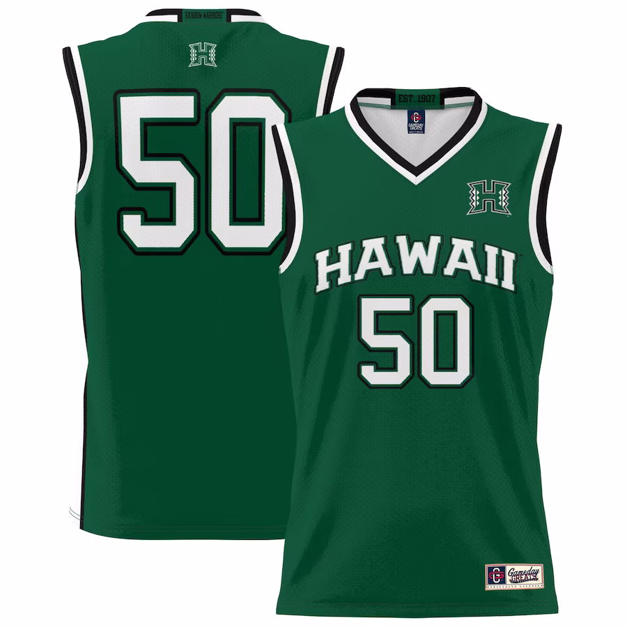 #50 Hawaii Rainbow Warriors GameDay Greats Unisex Lightweight Basketball Jersey - Green - Jersey