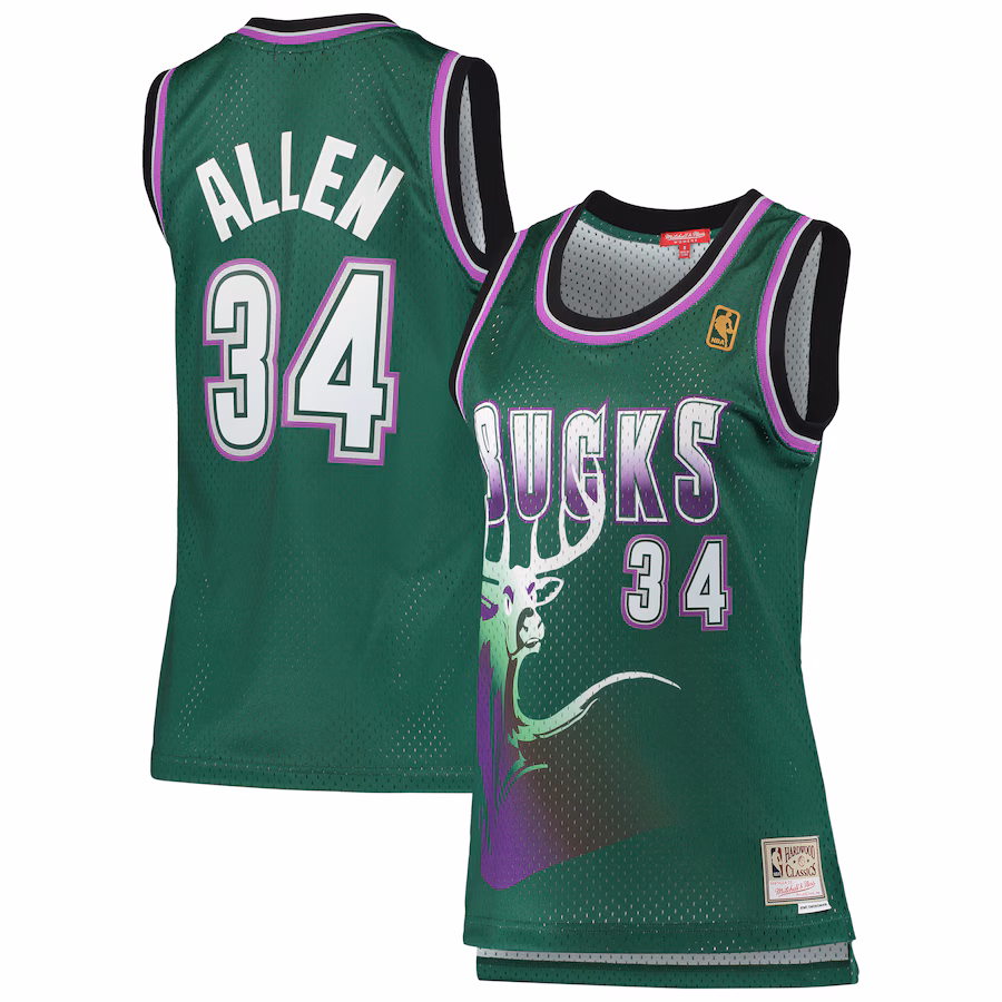 Women's Milwaukee Bucks Ray Allen Mitchell & Ness Green 1996/97 Hardwood Classics Swingman Jersey - Jersey