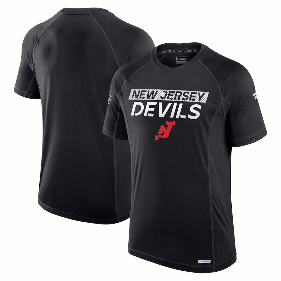 Men's New Jersey Devils Fanatics Black Authentic Pro Tech T-Shirt - Jersey