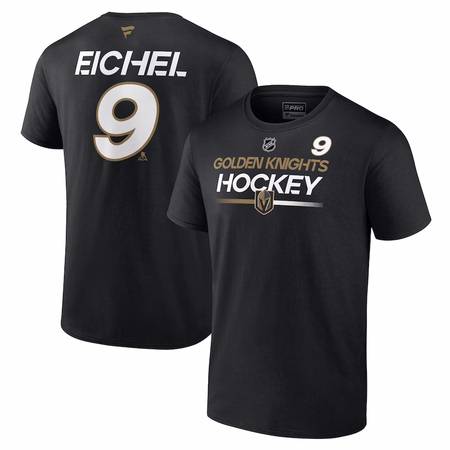 Men's Vegas Golden Knights Jack Eichel Fanatics Black Authentic Pro Prime Name & Number T-Shirt - Jersey