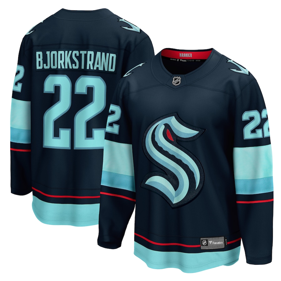 Men's Seattle Kraken Oliver Bjorkstrand Fanatics Deep Sea Blue Home Breakaway Player Jersey - Jersey