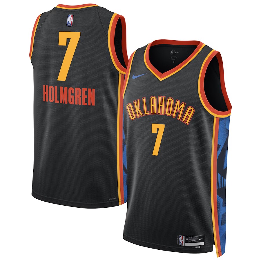 Unisex Oklahoma City Thunder Chet Holmgren Nike Black 2024/25 Swingman Player Jersey - City Edition - Jersey