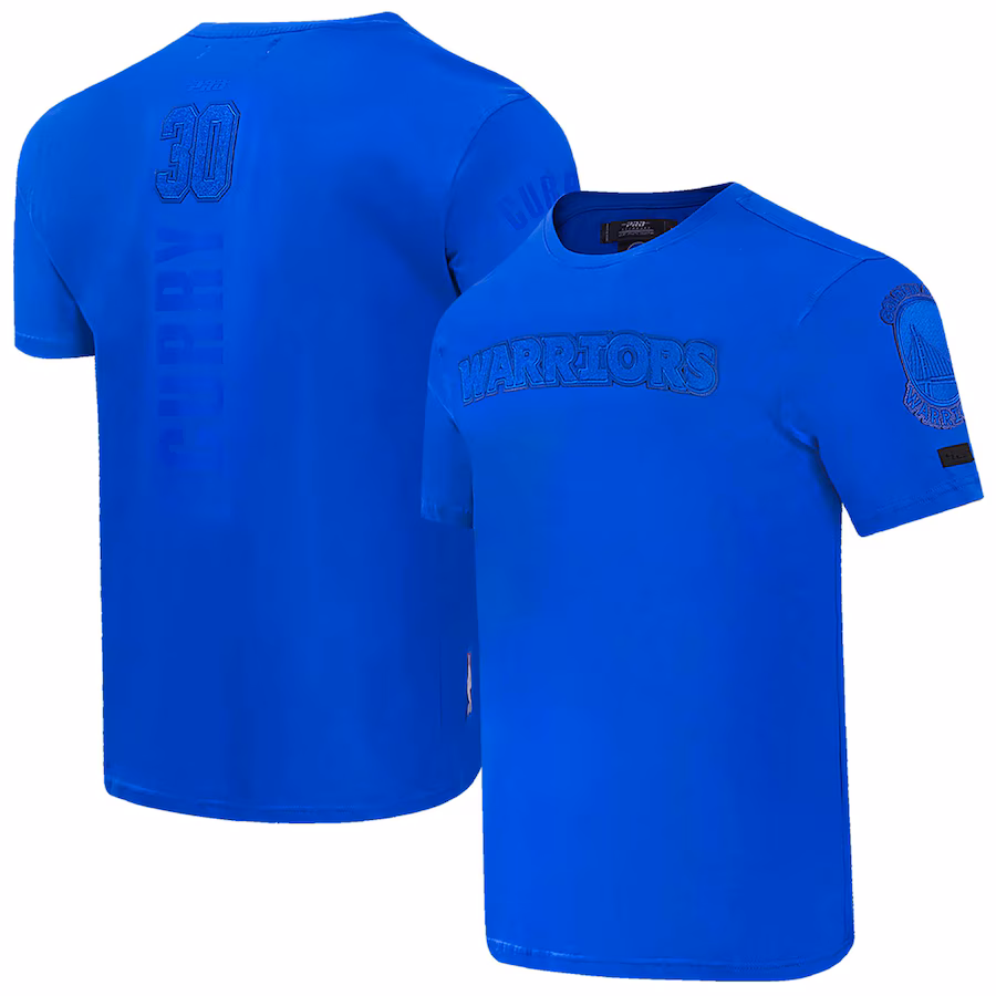 Men's Golden State Warriors Stephen Curry Pro Standard Royal Triple Tonal Player T-Shirt - Jersey