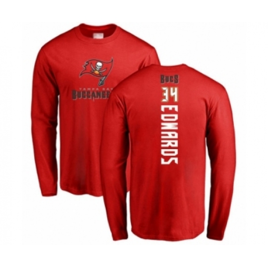 Football Tampa Bay Buccaneers #34 Mike Edwards Red Backer Long Sleeve T-Shirt - Jersey