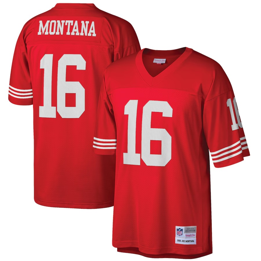 Men's San Francisco 49ers Joe Montana Mitchell & Ness Scarlet Big & Tall 1990 Retired Player Replica Jersey - Jersey