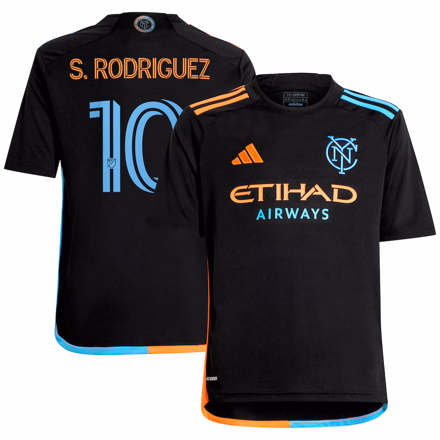 Youth New York City FC Santiago Rodríguez adidas Black 2024 24/7 Kit Replica Player Jersey - Jersey