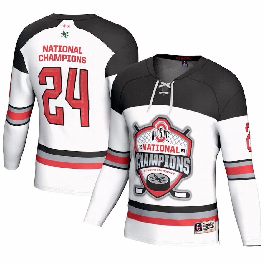 Youth GameDay Greats  White Ohio State Buckeyes 2024 NCAA Women's Ice Hockey National Champions Fashion Jersey - Jersey