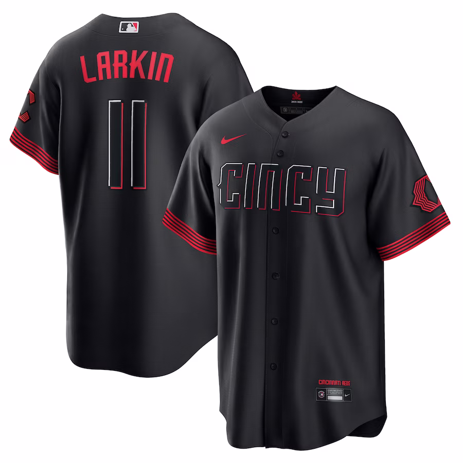 Men's Cincinnati Reds Barry Larkin Nike Black City Connect Replica Player Jersey - Jersey