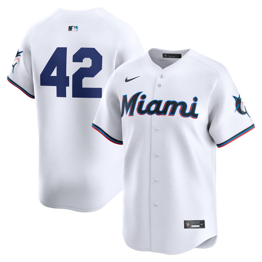 Men's Miami Marlins  Nike White 2024 Jackie Robinson Day Home Limited Jersey - Jersey