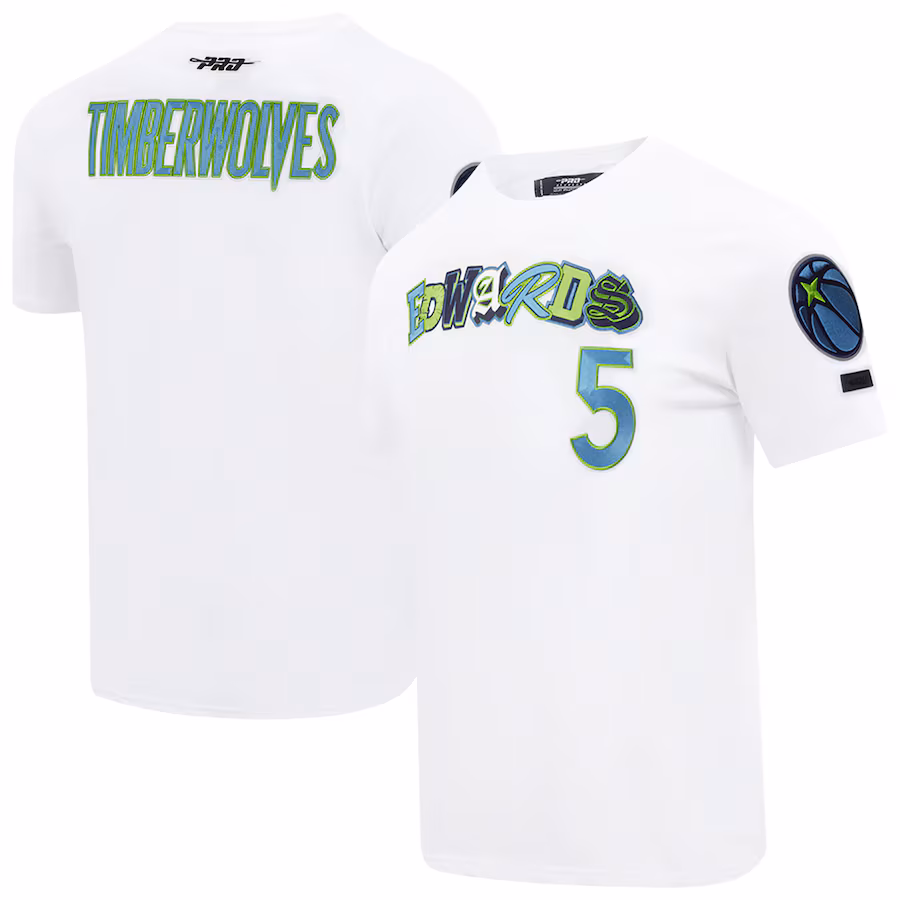 Men's Minnesota Timberwolves Anthony Edwards Pro Standard White City Ransom T-Shirt - Jersey